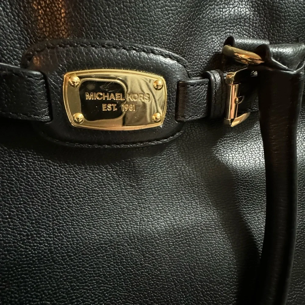 Michael Kors Black Leather Hamilton Satchel, Like‎ New